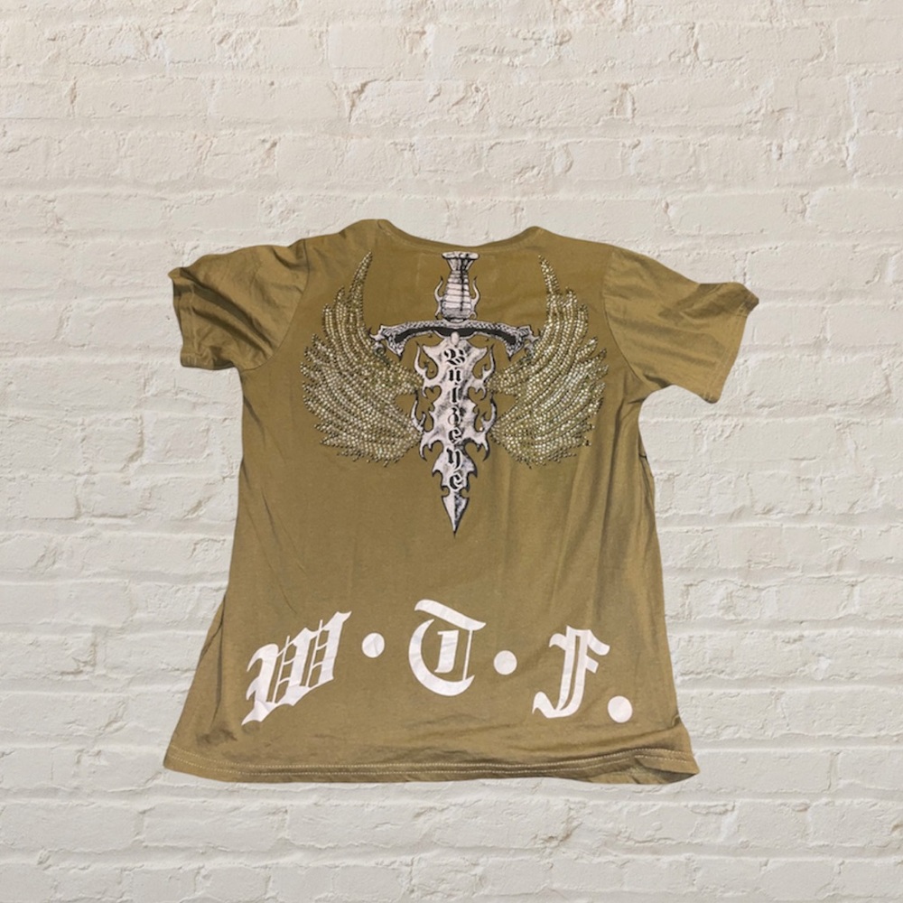 ⛓y2k mallgoth studded wings graphic T-shirt